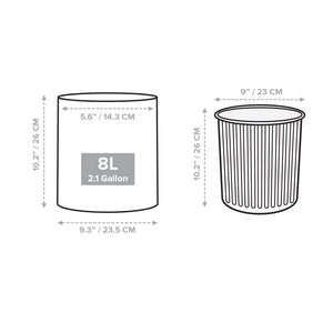 2.1/3.2 Gallon Modern Round Waste Basket | Garbage Can with Removable Plastic Bin Liner