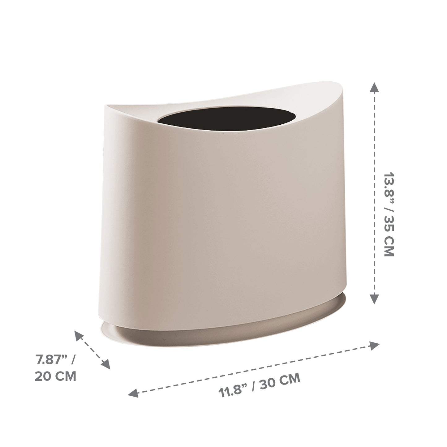 Slim Oval Plastic Trash Can | Garbage Bin w/ Removable Plastic Bin Liner Fit Flim Spaces