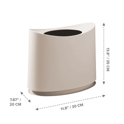 Slim Oval Plastic Trash Can | Garbage Bin w/ Removable Plastic Bin Liner Fit Flim Spaces