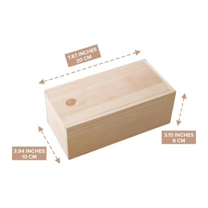 Natural Pine Wooden Box | Wood Storage Container with Sliding Lid