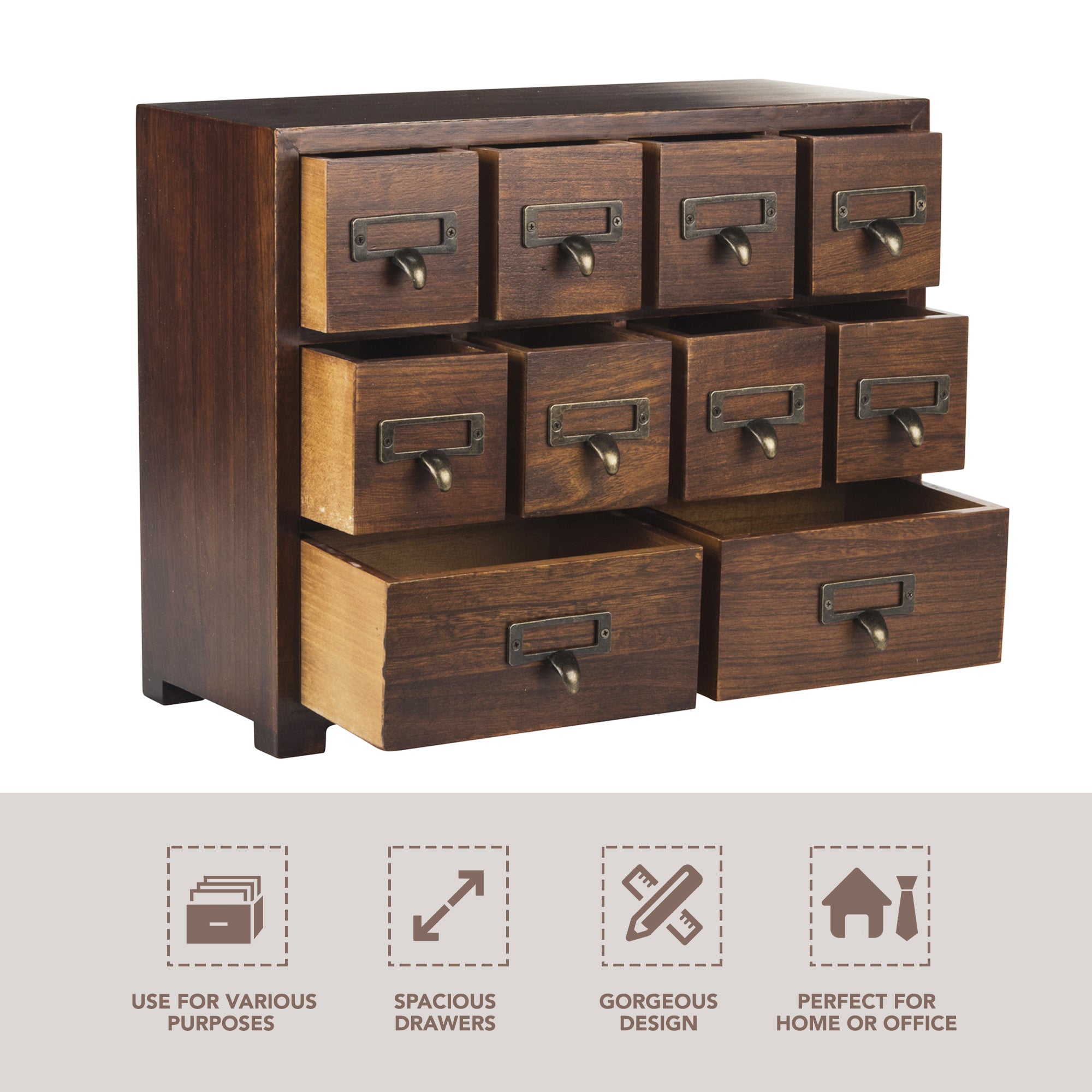 Desktop Accessory Solid Wood Medicine Drawer Cabinet