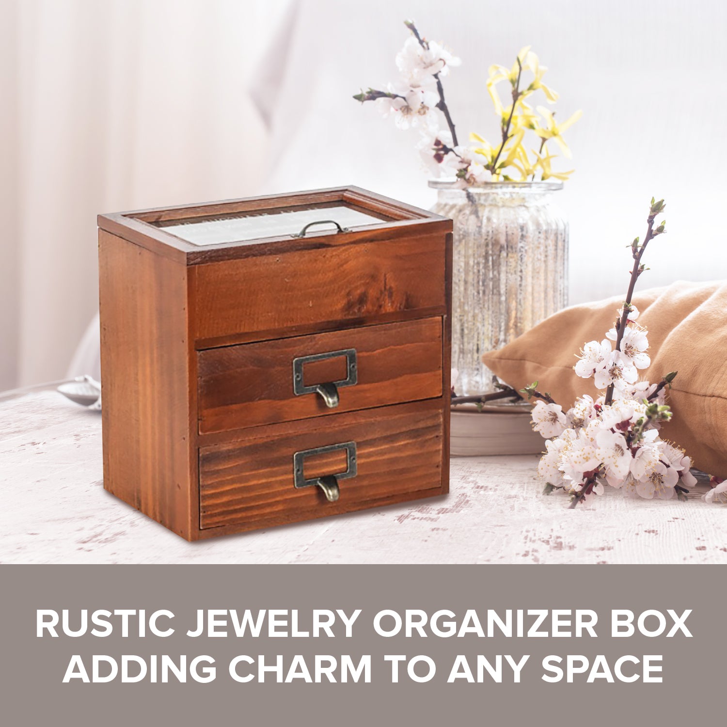 Load image into Gallery viewer, 6-Slot Rustic Jewelry Organizer | Wooden Storage Cabinet for Watches &amp; Jewelries