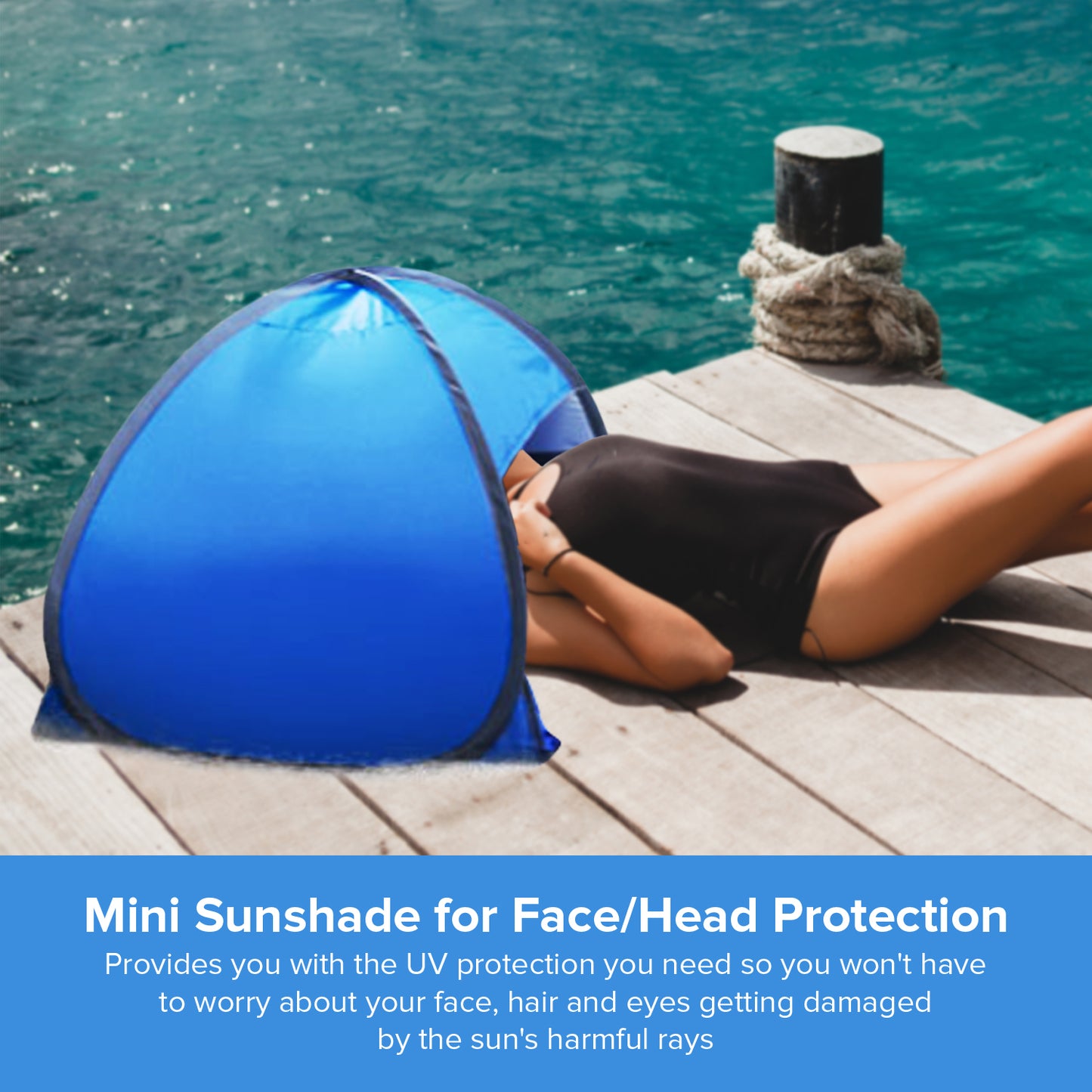 Mini Easy Pop Up Canopy in Blue | Windproof Waterproof Portable Sun Shade