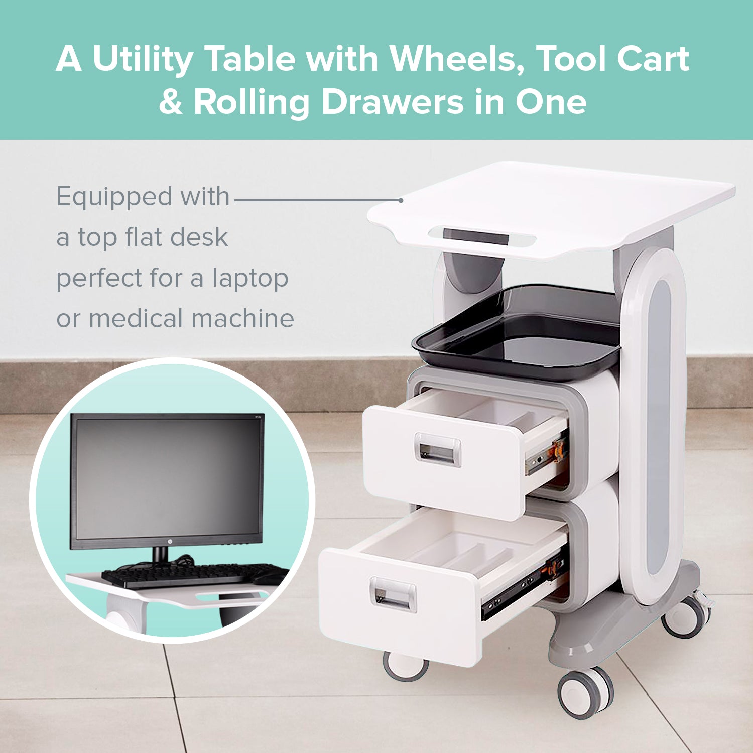 Load image into Gallery viewer, Professional Universal Utility Cart with Wheels | Beauty Medical Dental Clinic Trolley Lab Work Cart