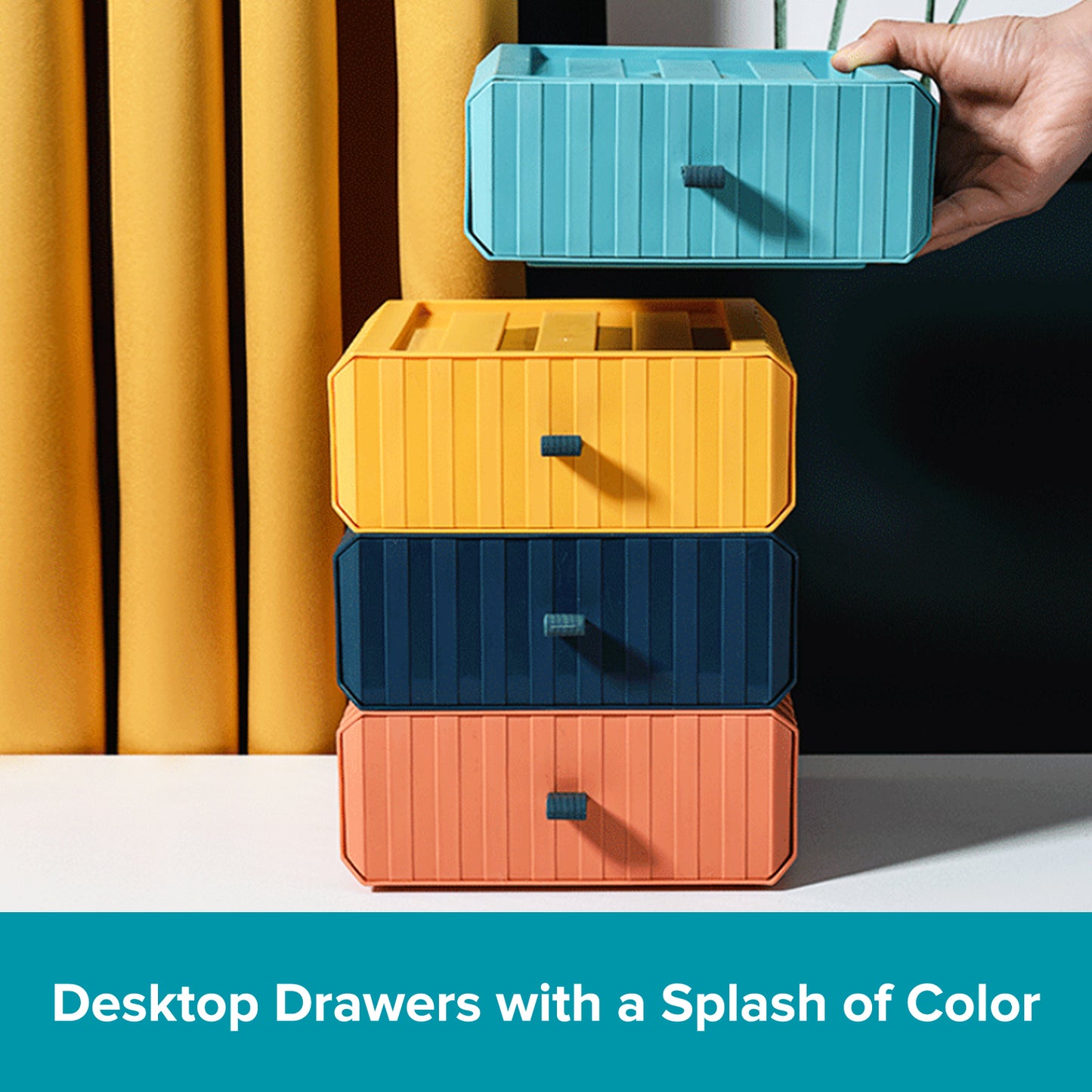 4-Level Vanity Desk Organizer | Stackable Compact Multicolor Storage Drawers