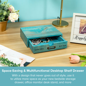 Desktop Organization and Storage Drawer | Stackable Farmhouse Country Style Desk Organizer Box