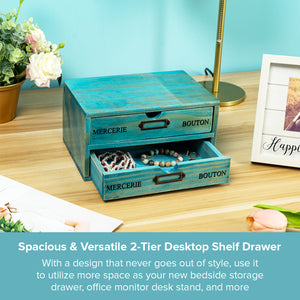 2-Drawer Desktop Organization and Storage Drawer | European Country Style Desk Organizer Box