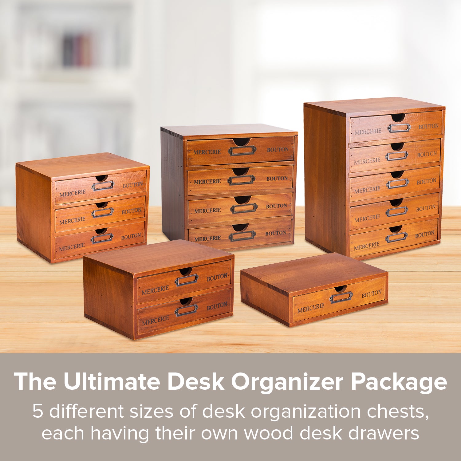 Stackable Vintage Wood 4 Drawer Desktop Wood Cabinet Organizer Box I R –  Primo Supply l Curated Problem Solving Products