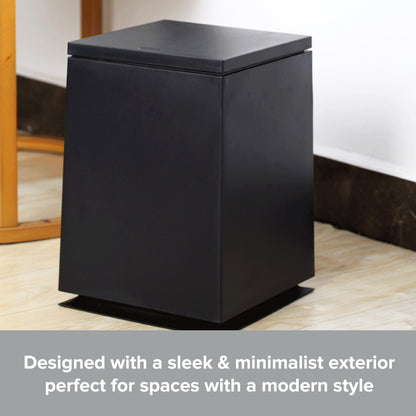 1.85 Gallon Square Shape Black Trash Bin | Pop Open Minimalist Trash Can with Dog-proof Lid