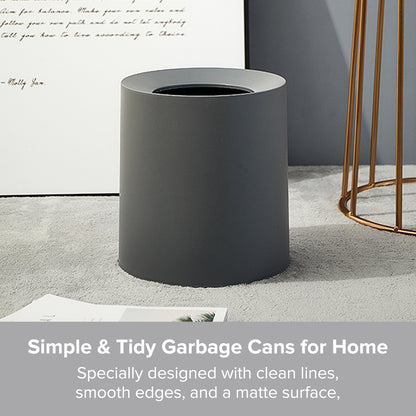 2.1/3.2 Gallon Modern Round Waste Basket | Garbage Can with Removable Plastic Bin Liner