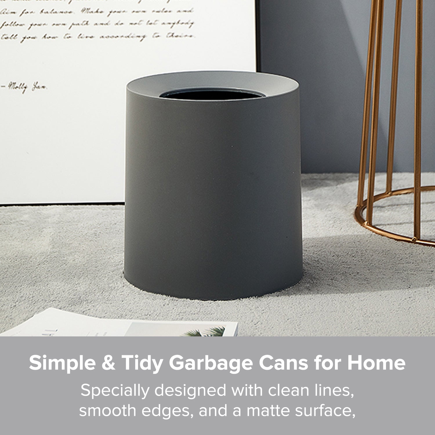 Load image into Gallery viewer, 2.1/3.2 Gallon Modern Round Waste Basket | Garbage Can with Removable Plastic Bin Liner