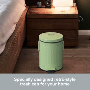 Retro Classic Tin Look Trash Can with Tight Dog-proof Lid I Pop Top With Handles and Liner Inside