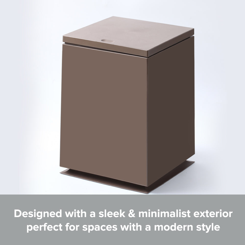 Load image into Gallery viewer, 1.85 Gallon Chocolate Brown Square-Shaped Trash Bin | Push Top Kitchen Garbage Can
