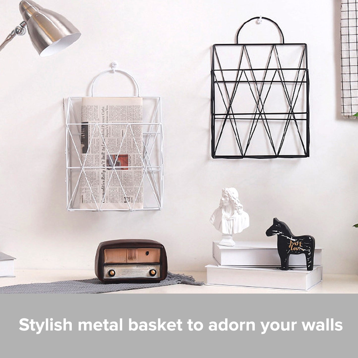 Nordic Style Hanging Metal Rack | Metal Wire Rack Storage Cage Organizer For Files Folders