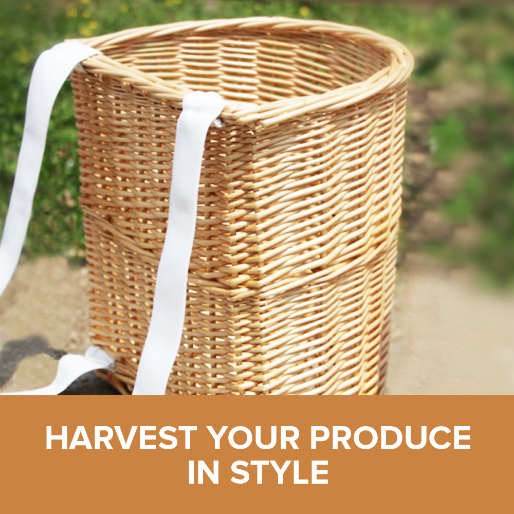 Load image into Gallery viewer, Farmers Harvest Rattan Basket with Lid | Wearable Woven Storage Basket