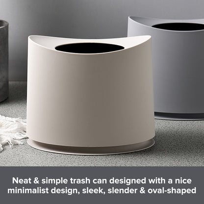 Slim Oval Plastic Trash Can | Garbage Bin w/ Removable Plastic Bin Liner Fit Flim Spaces