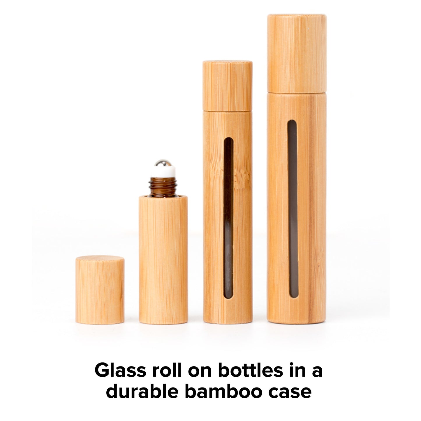 Bamboo Travel Oil Bug Spray Refillable Roll On Bottles | Natural Designer Look I Value 3 Pack