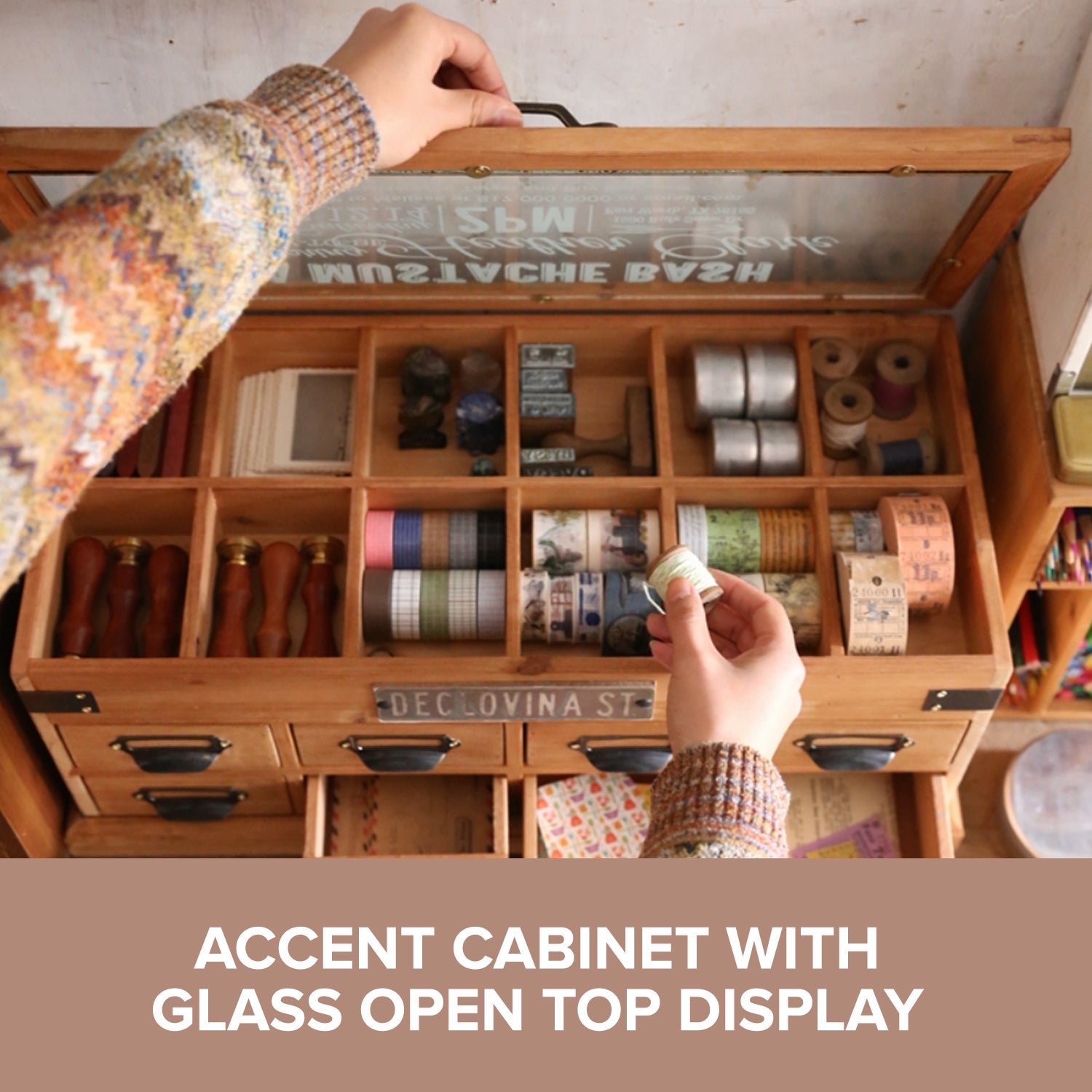Load image into Gallery viewer, 8-Drawer Wooden Cabinet | Chest of Drawers w/ Top Glass Display High End Bedroom Closet Storage