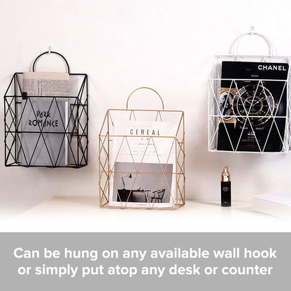 Nordic Style Hanging Metal Rack | Metal Wire Rack Storage Cage Organizer For Files Folders