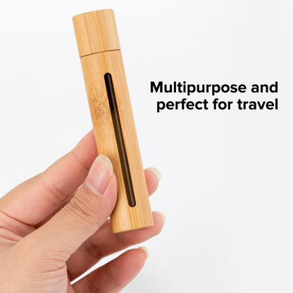 Bamboo Travel Oil Bug Spray Refillable Roll On Bottles | Natural Designer Look I Value 3 Pack