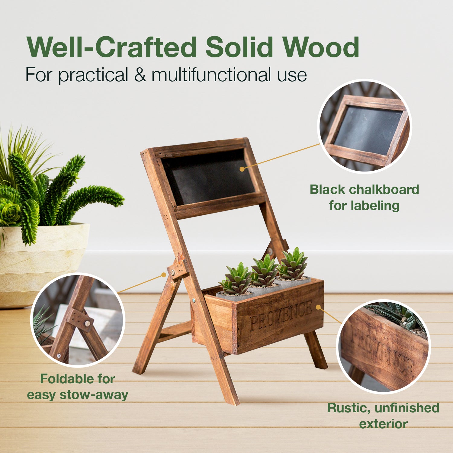 Load image into Gallery viewer, Get Creative with Your Greenery: Wood Accent Indoor Outdoor Planter with Chalkboard