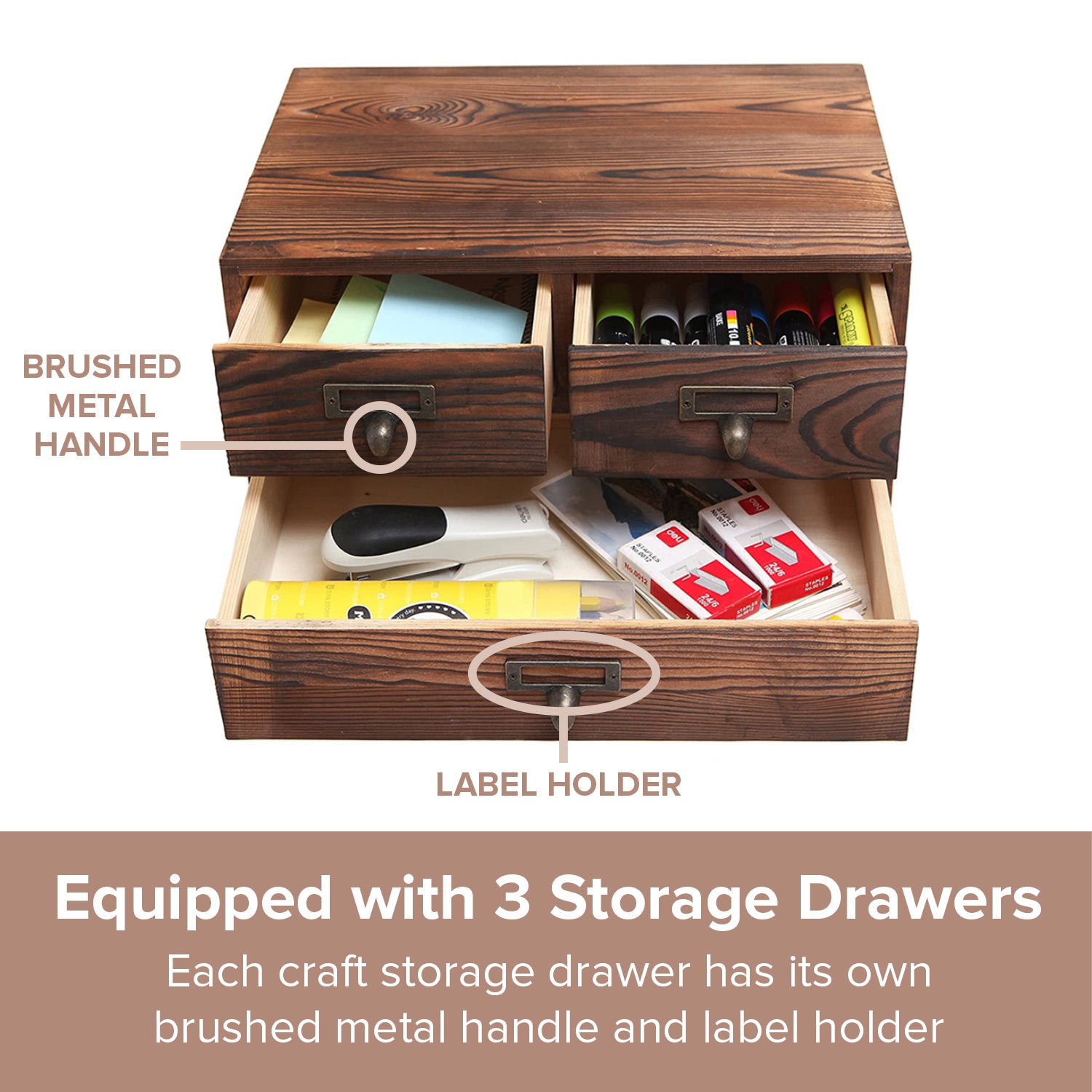 Load image into Gallery viewer, Stackable Vintage Desktop Label Handle Chest Drawers | Solid Wood Medicine Cabinet for Tabletop