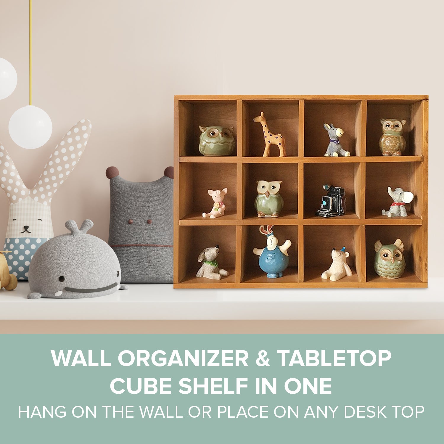 Load image into Gallery viewer, 12-Slot Wood Display Cabinet | Stackable Against the Wall Square Cubby Shelf Desk Table Organizer