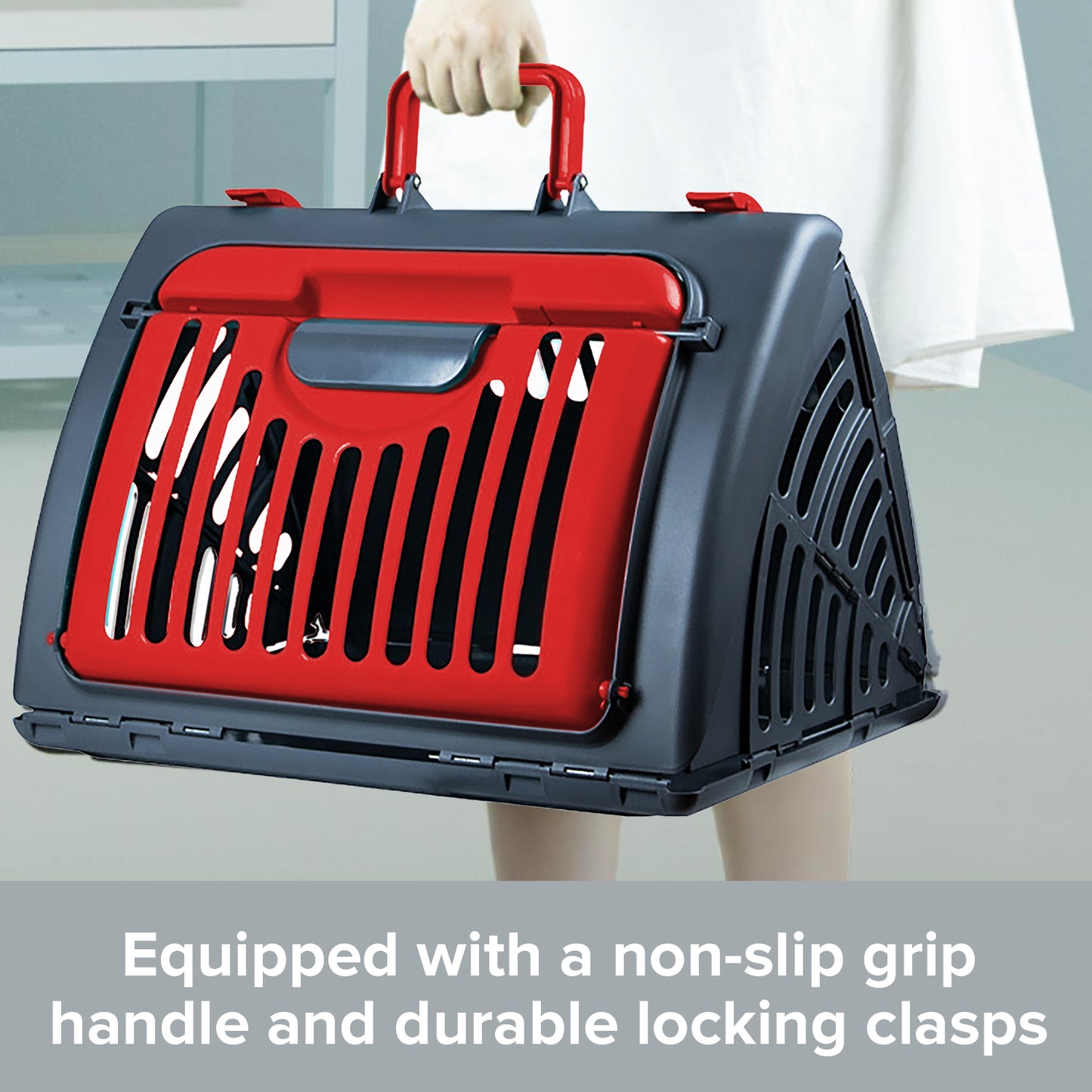 Handheld Pet Carrier w/ Wide Front Door | Collapsible Travel Cat Carrier