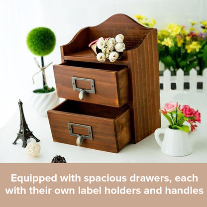 2-Drawer Mini Multi-level Desktop Storage Shelf | Small Tabletop Chest Drawers for Storage