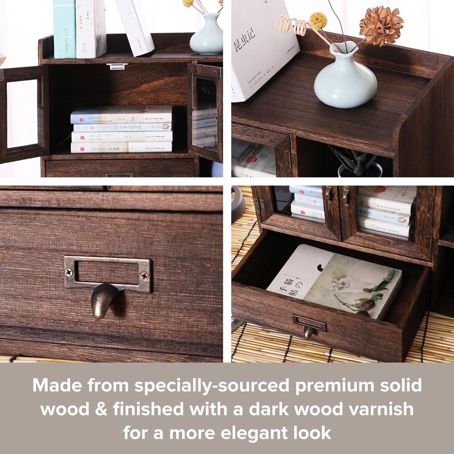 Load image into Gallery viewer, Coffee Tea Spice Station Kitchen Organizer Cabinet | Wood Desk Table Top Pantry Storage