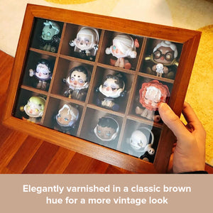 Clear Display Wood Cubby Cabinet | 12 Storage Cubbies Mini Display Wooden Box Shelf