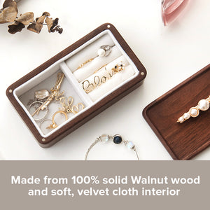 Mini Wooden Jewelry Box | Storage Box with Ring Holder, Earring Organizer Extra Compartment