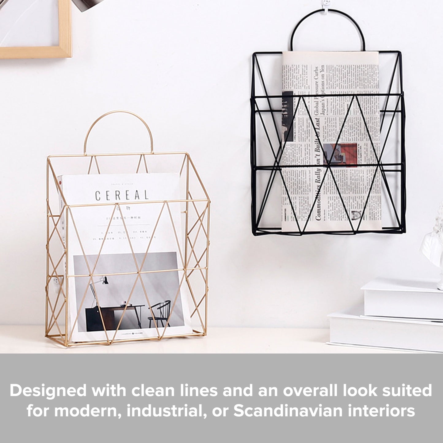 Nordic Style Hanging Metal Rack | Metal Wire Rack Storage Cage Organizer For Files Folders