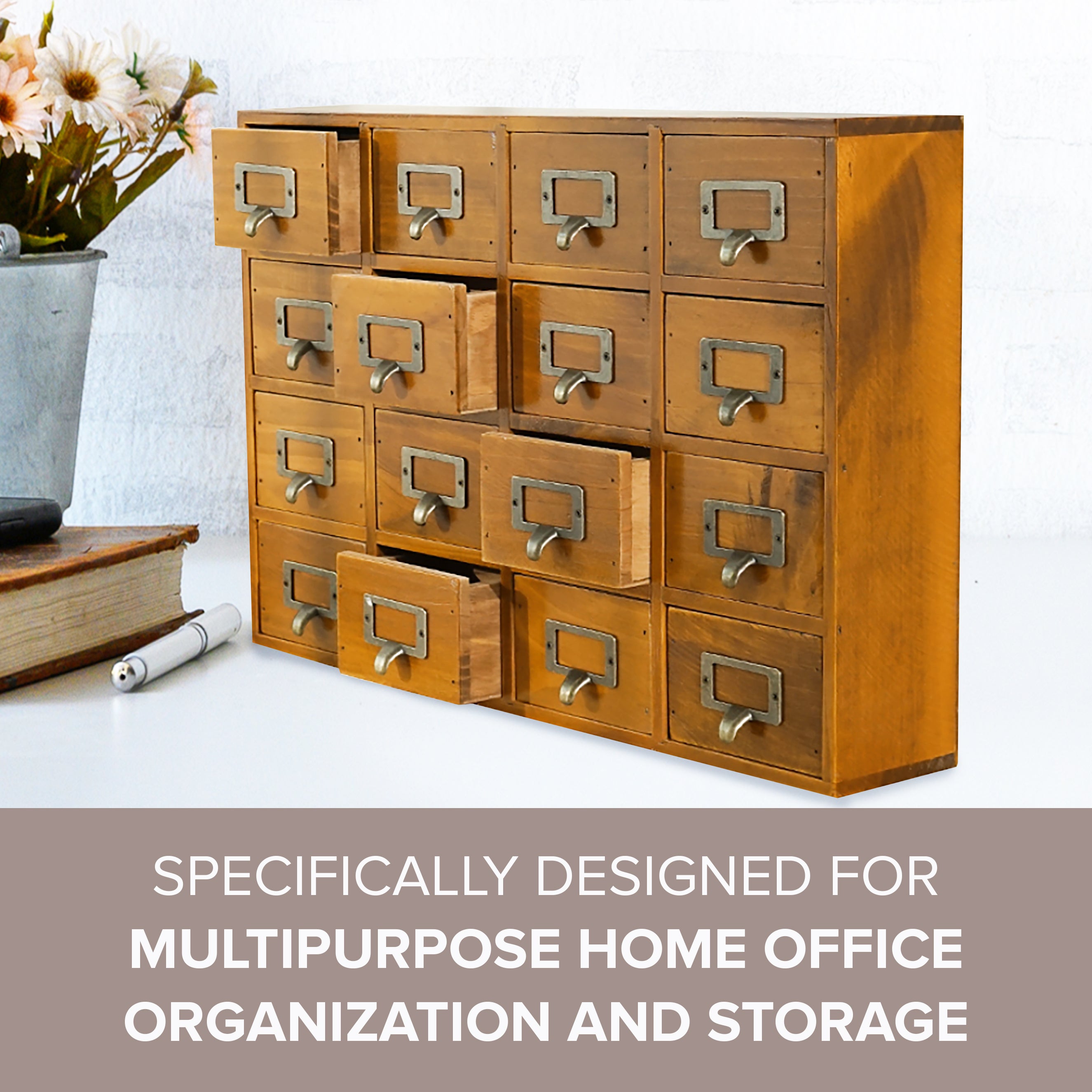 Vintage Traditional Apothecary  Wooden 16 Drawer Desktop Cabinet Orga –  Primo Supply l Curated Problem Solving Products
