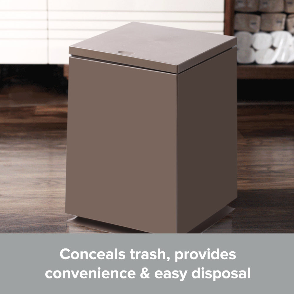 1.85 Gallon Chocolate Brown Square-Shaped Trash Bin  Push Top Kitchen –  Primo Supply l Curated Problem Solving Products