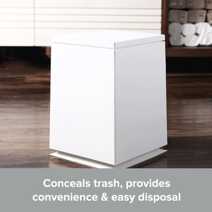 1.85 Gallon White MCM Garbage Can Bin | Square Trash Can with Removable Liner Bucket