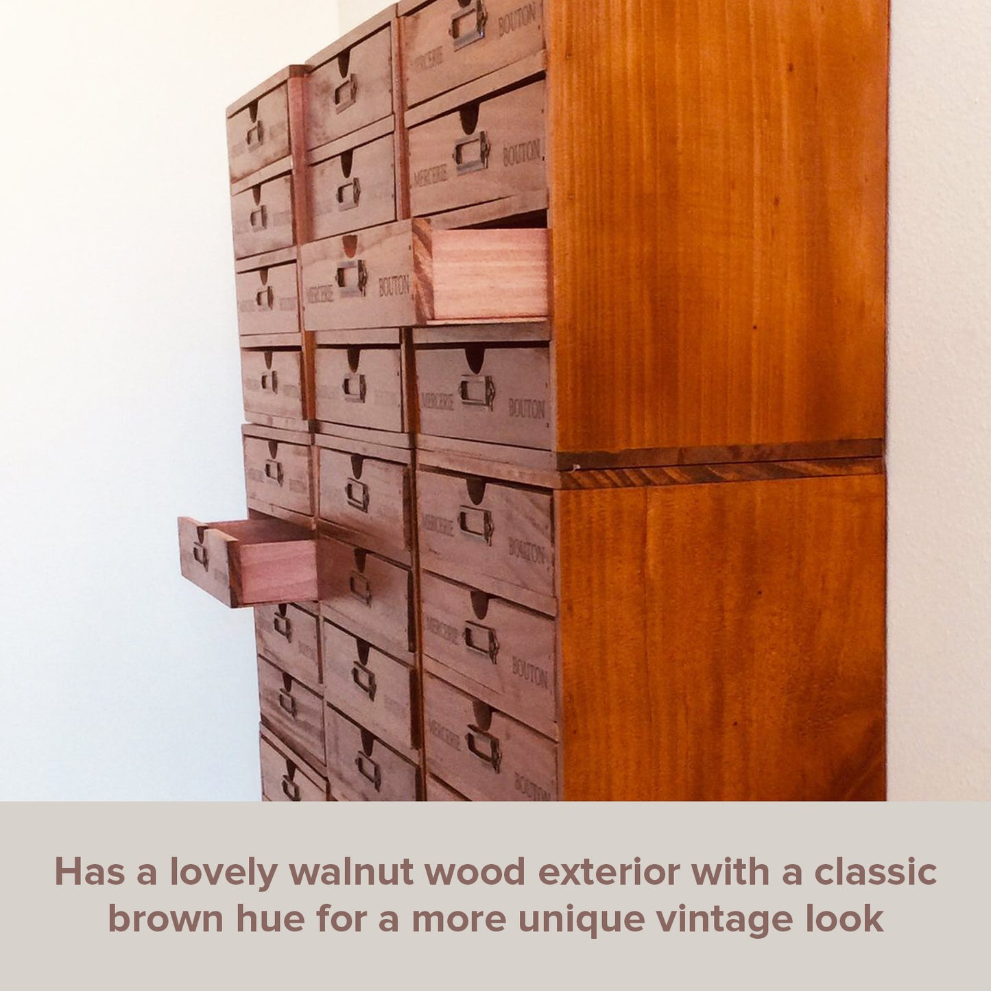 Mix and Match Set of 4 - Wood Card Catalog Storage 16-Drawer Box | Declutter Everything At Once