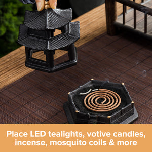 Mini Pagoda Lantern Incense Burner Stand | Tabletop Candler Holder Asian Décor