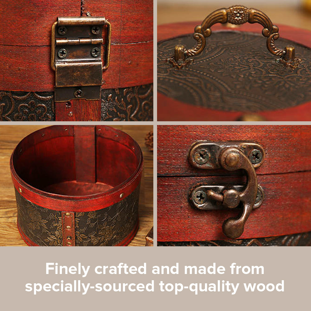 Load image into Gallery viewer, Classic Victorian Style Trinket Box with Lock | Small Keepsake Box w/ Top Handle and Button Closure