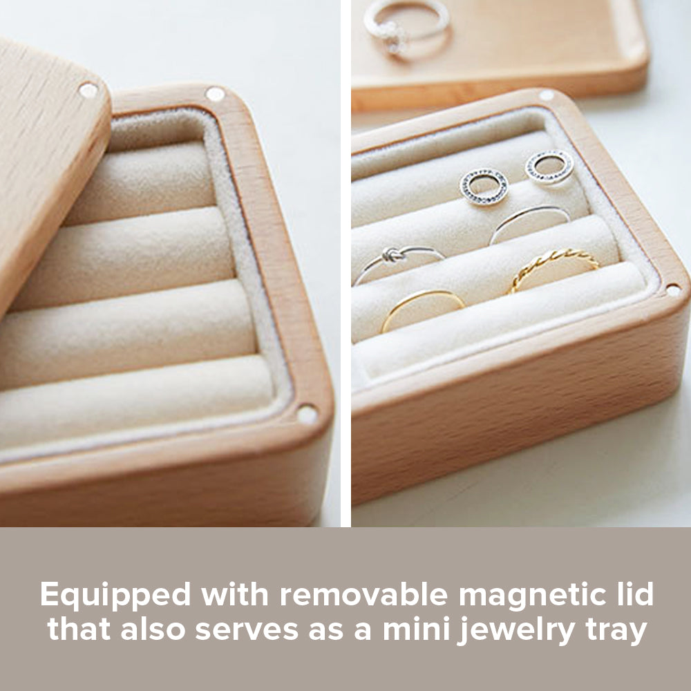 Load image into Gallery viewer, Mini Wooden Jewelry Box | Storage Box with Ring Holder, Earring Organizer Extra Compartment