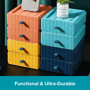 4-Level Vanity Desk Organizer | Stackable Compact Multicolor Storage Drawers