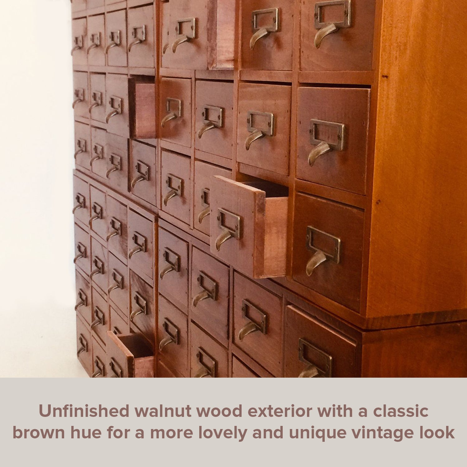Vintage Library Desk Drawer Organizer - Wooden Storage Box with 16 Drawers  USA