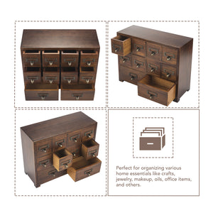 Desktop Accessory Solid Wood Medicine Drawer Cabinet | Apothecary Library Card Catalog Trinkets