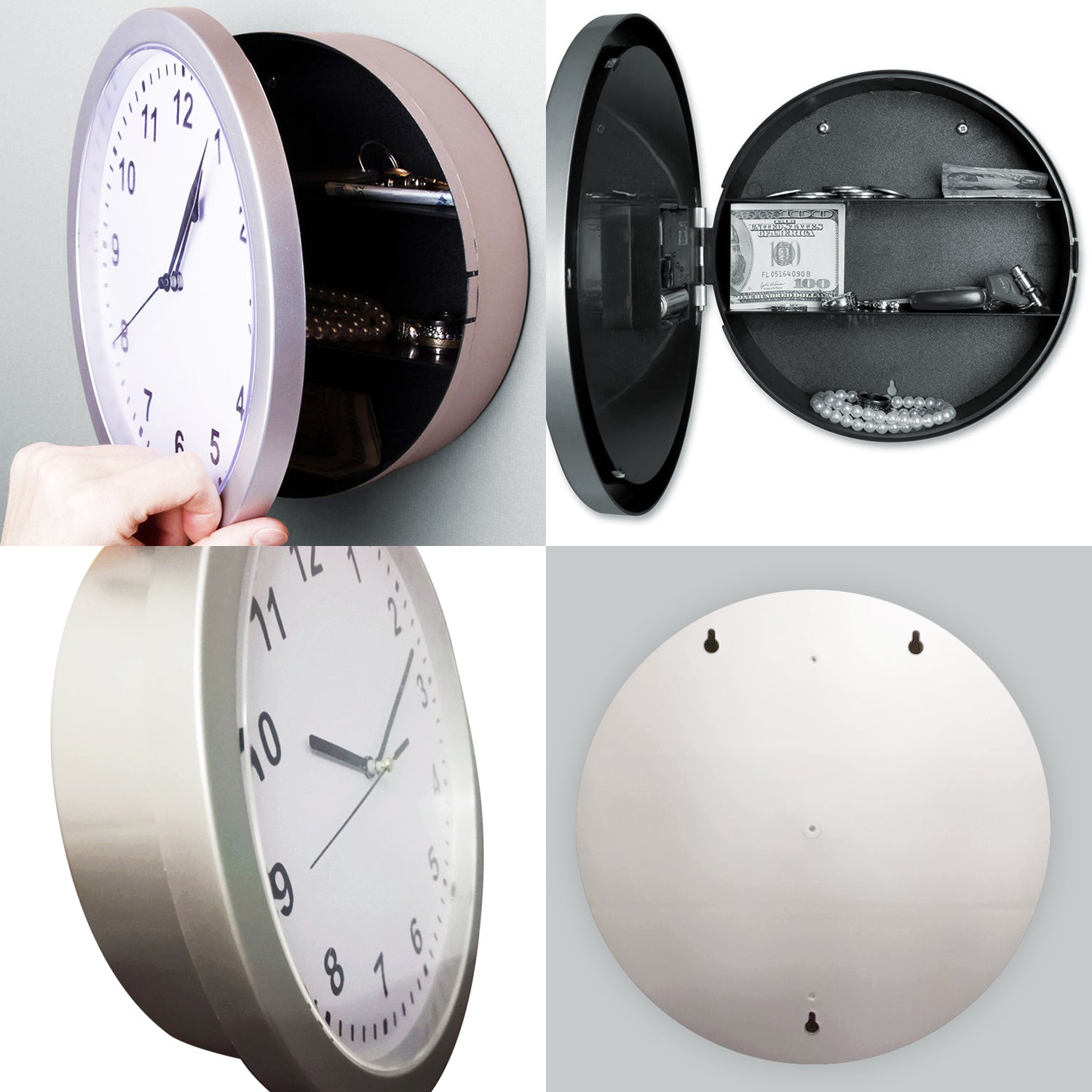 Wall Safety Box Clock Hidden Stash Storage - Timeclock With Hidden