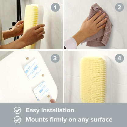 Wall Mounted In-Shower Body Scrubber | Hands-Free Back Brush & Body Scrubber