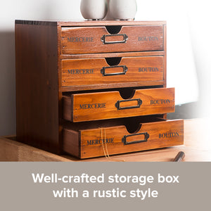 Vintage 5-Piece French Farmhouse Storage Cabinet Set | Stackable or Separate Storage Drawers