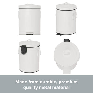 Retro Classic Tin Look Trash Can with Tight Dog-proof Lid I Pop Top With Handles and Liner Inside