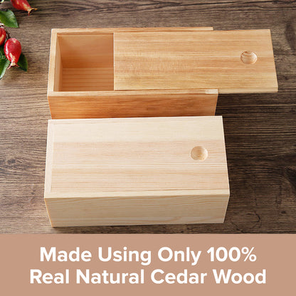 Natural Pine Wooden Box | Wood Storage Container with Sliding Lid