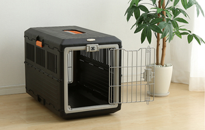 Foldable Dog Travel Crate IATA Collapsible Pet Cage Cat Transport Carrier I Space Saver