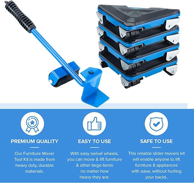 Multi Directional Heavy Appliance Furniture Mover  Blue Moving Hack T –  Primo Supply l Curated Problem Solving Products